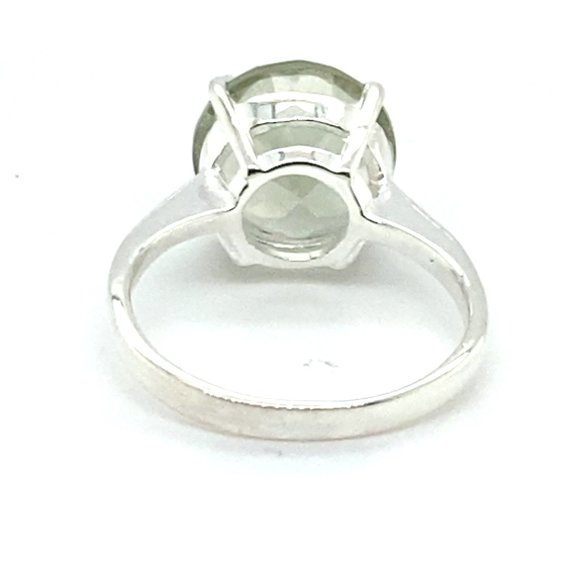Green Amethyst 5.55ct Platinum Finish Solid 925 Sterling Silver Ring - Picture 5 of 6